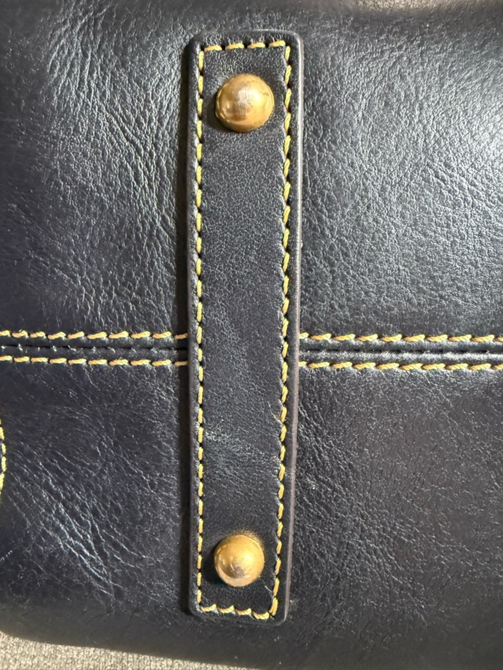 Dooney and Burke Florentine Large Amelia Navy Leather Tote Gold Hook Closure - Picture 6 of 12